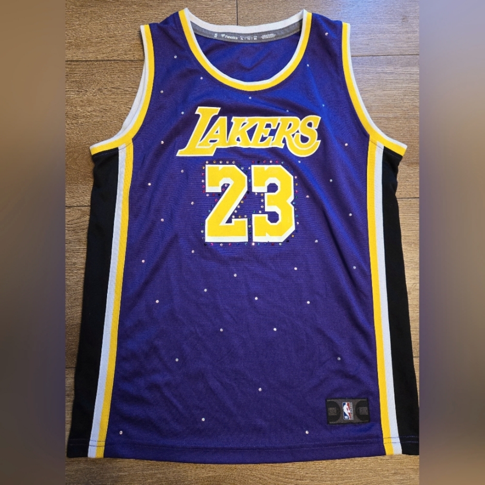 FANATICS Lakers #23 Youth XL Jersey BEDAZZLED Purple Yellow